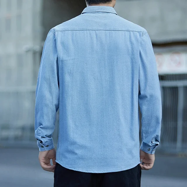 Men's Vintage Denim Oversize Work Shirt Detail