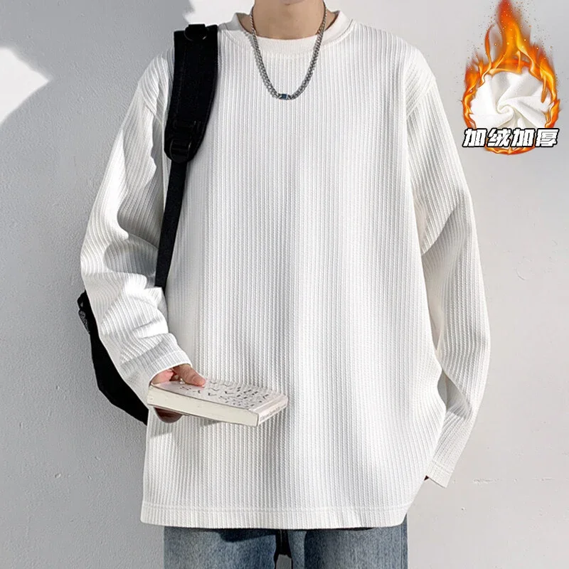 Men's Fleece-Lined Textured Long Sleeve Tee