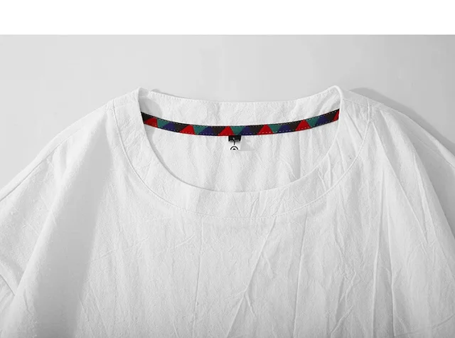 Men's Japanese Style Cotton Linen Tee Detail