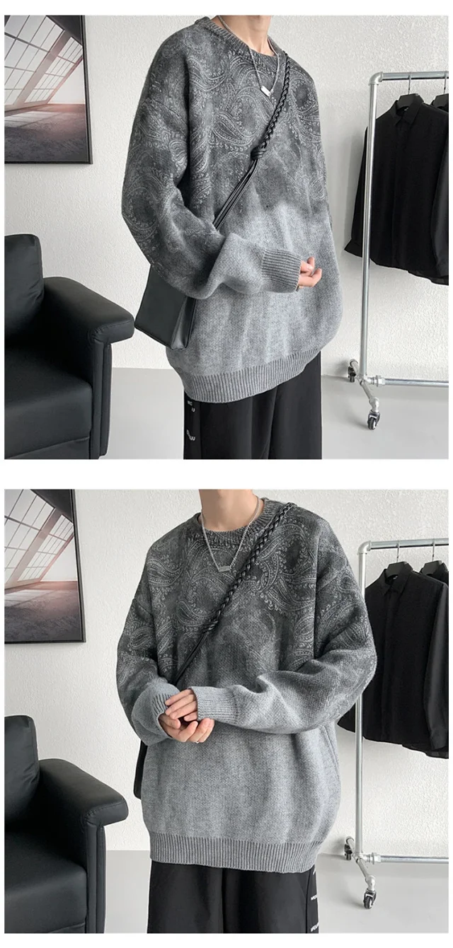 Men's Winter Paisley Tie-Dye Sweater Detail
