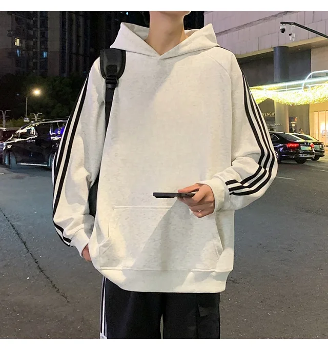 Men's Striped Oversized Casual Hoodie Detail