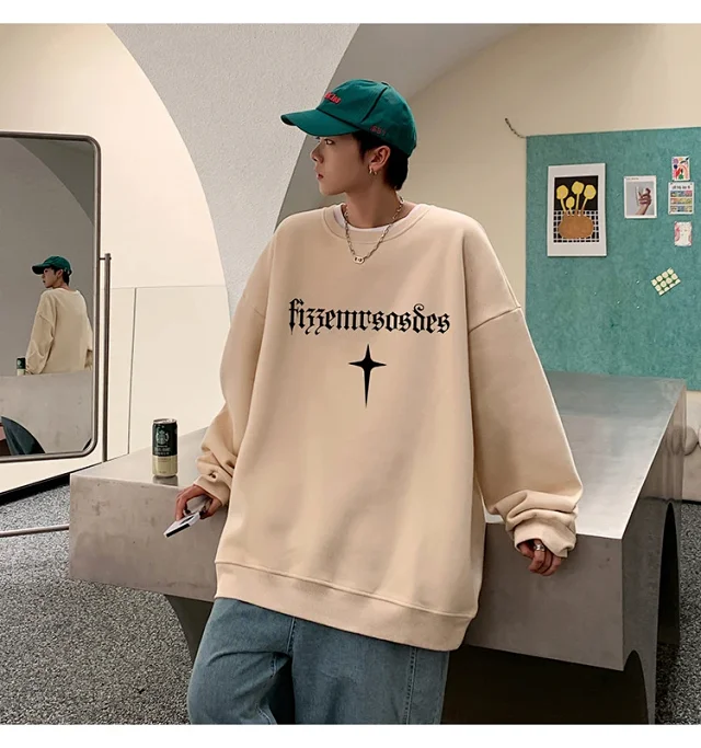 Unisex American Streetwear Crewneck Fleece Sweatshirt Detail