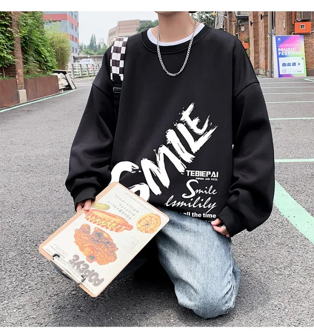 Men's Vintage Loose Fit Crew Neck Detail