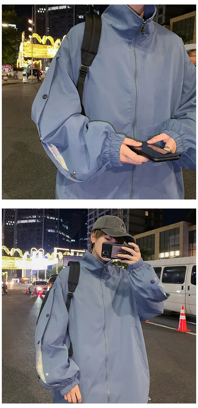 Men's Snap Button Hiphop Pilot Jacket Detail