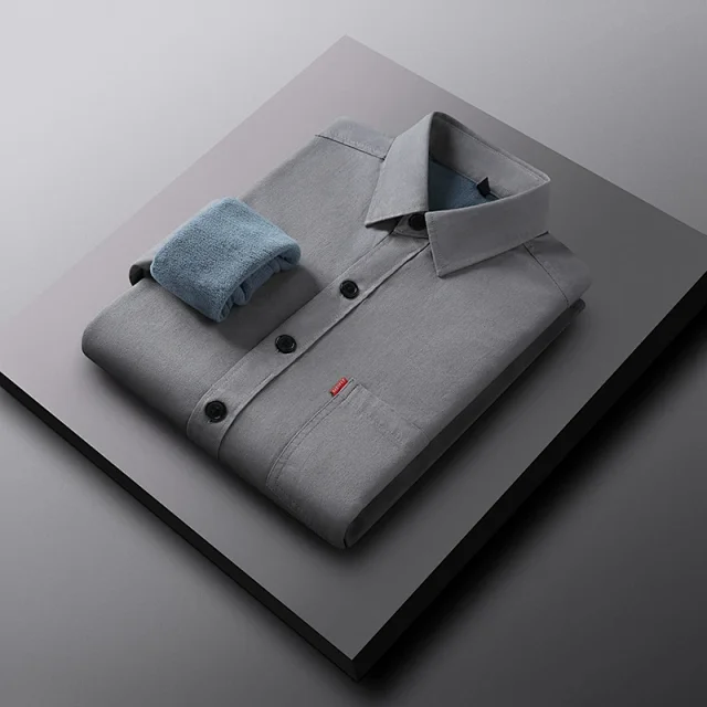 Men's Fleece-Lined Cotton Winter Work Shirt Detail