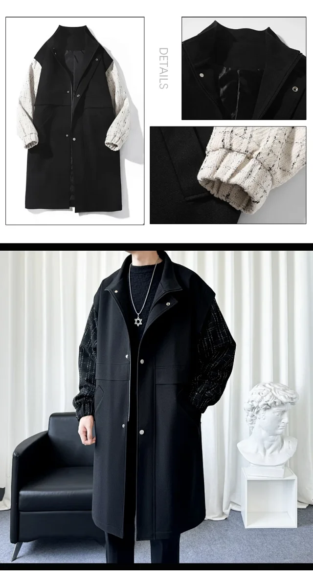 New Men's Japanese Work Trench Coat Detail