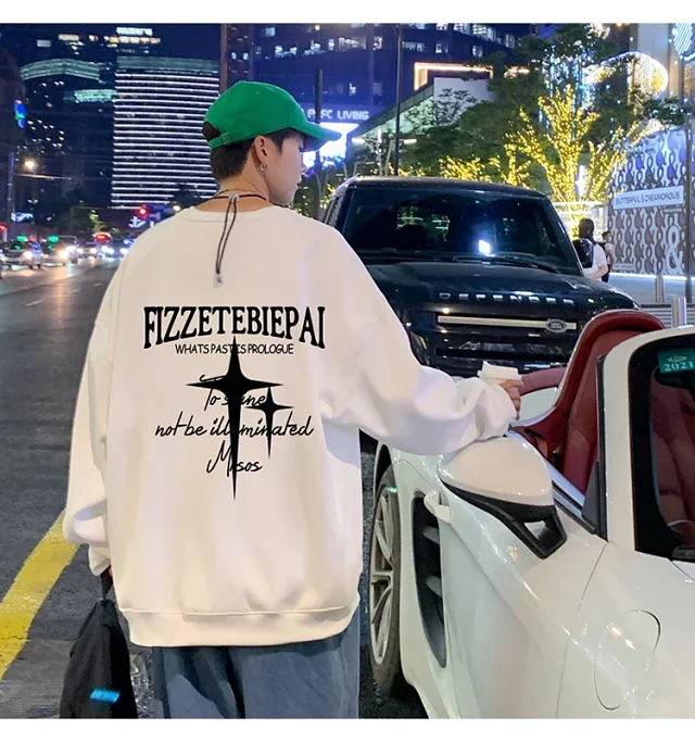 Unisex American Streetwear Crewneck Fleece Sweatshirt Detail