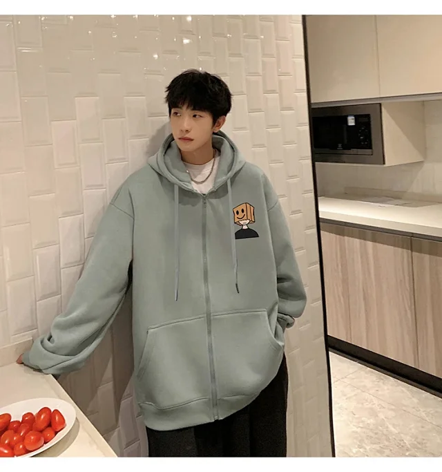 Men's HK Style Oversized Zip Hoodie Detail