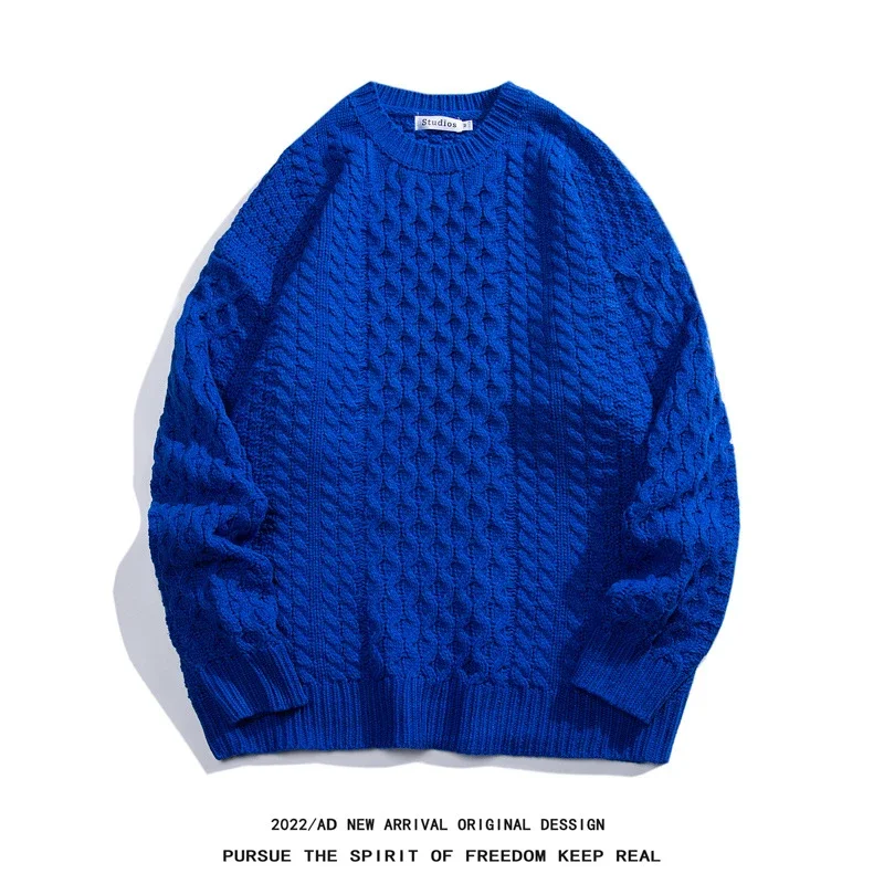 Oversized Casual Matching Men's Klein Blue Sweater