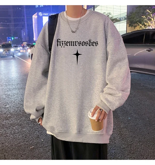 Unisex American Streetwear Crewneck Fleece Sweatshirt Detail