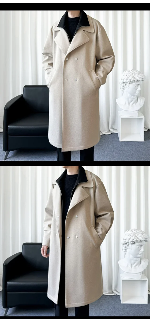 Men's American Retro Two-Tone Hooded Coat Detail