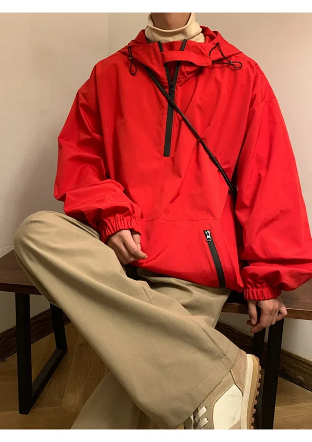 Men's & Youth Hooded Half-Zip Windbreaker Detail