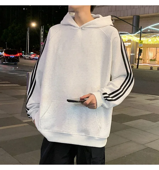 Men's Striped Oversized Casual Hoodie Detail