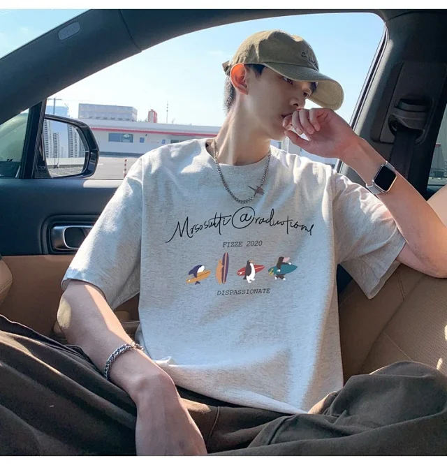 Men's Summer Trendy Oversized Cotton Tee Detail