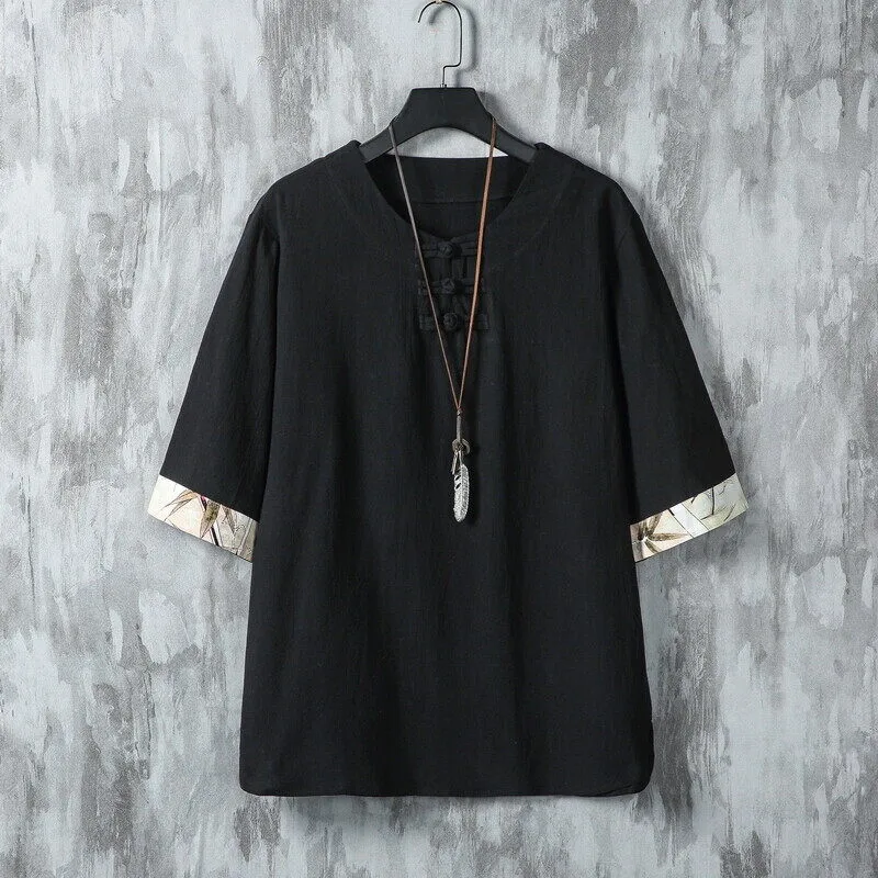 Men's Cotton Linen Vintage Tang T-Shirt