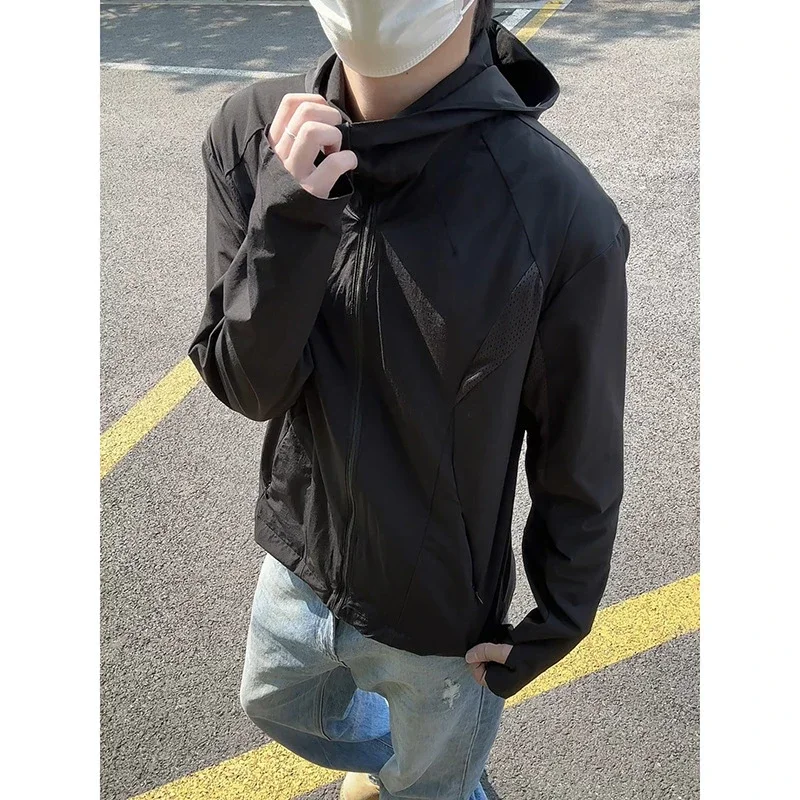 Men's Laser-Perforated Quick-Dry Hooded Jacket
