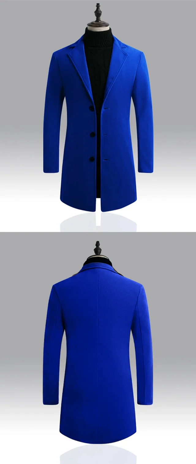 Men's AW21 Korean Slim Wool Dress Coat Detail