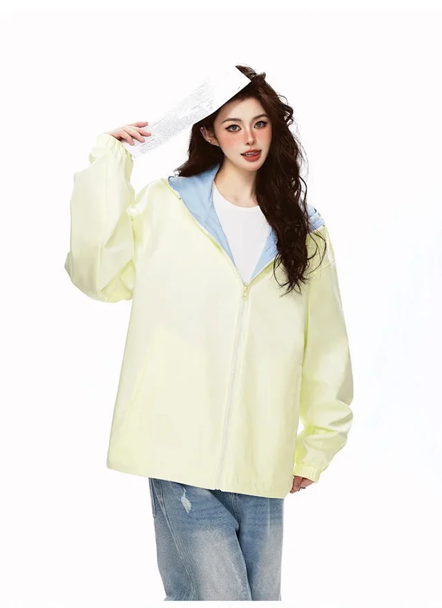 Reversible Waterproof Windbreaker Unisex Fall Detail