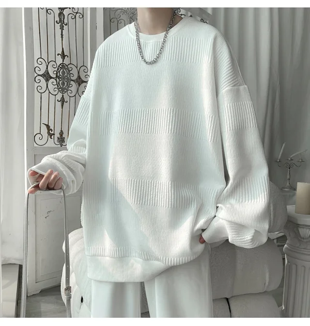 Men's Grey Jacquard Long Sleeve Tee Detail
