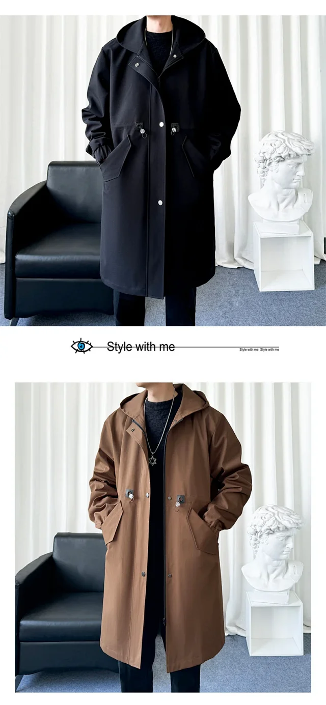 AW24 Men's Japanese Fleece-Lined Hooded Trench Detail