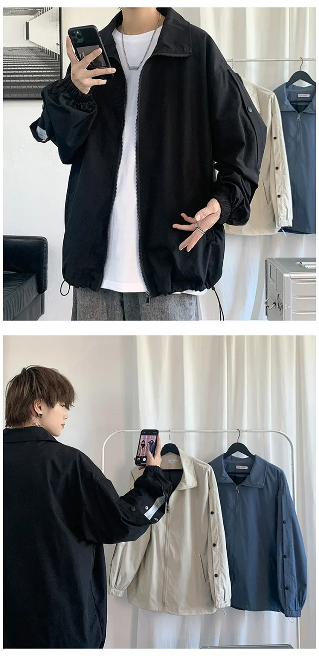 Men's Snap Button Hiphop Pilot Jacket Detail