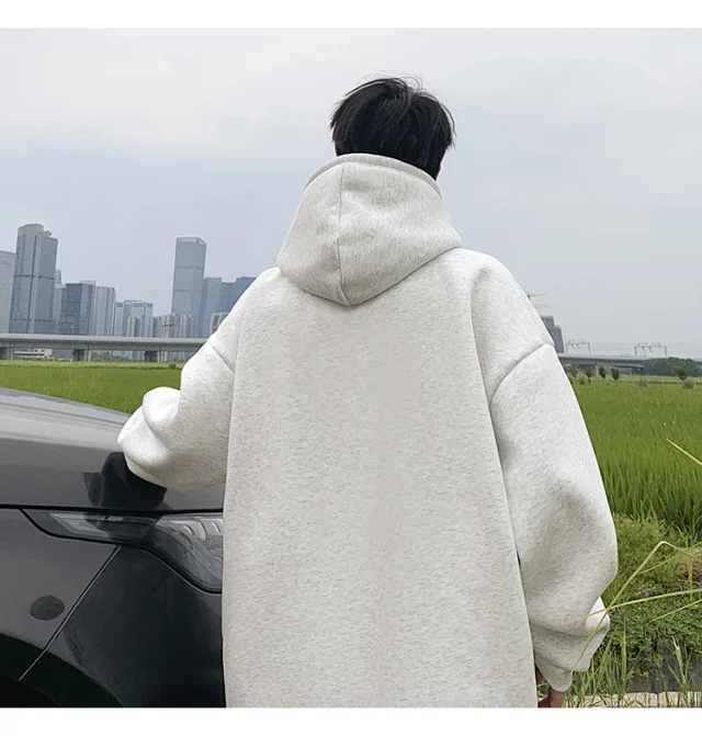 Men's Oversize Cotton Hoodie Cat Print Detail
