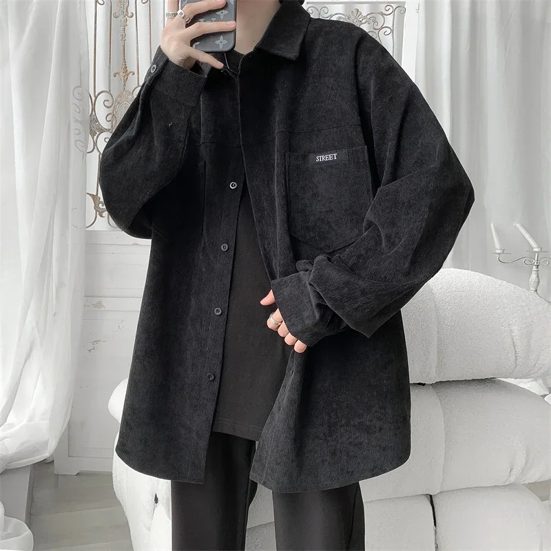 Men's Oversized Washed Corduroy Work Shirt