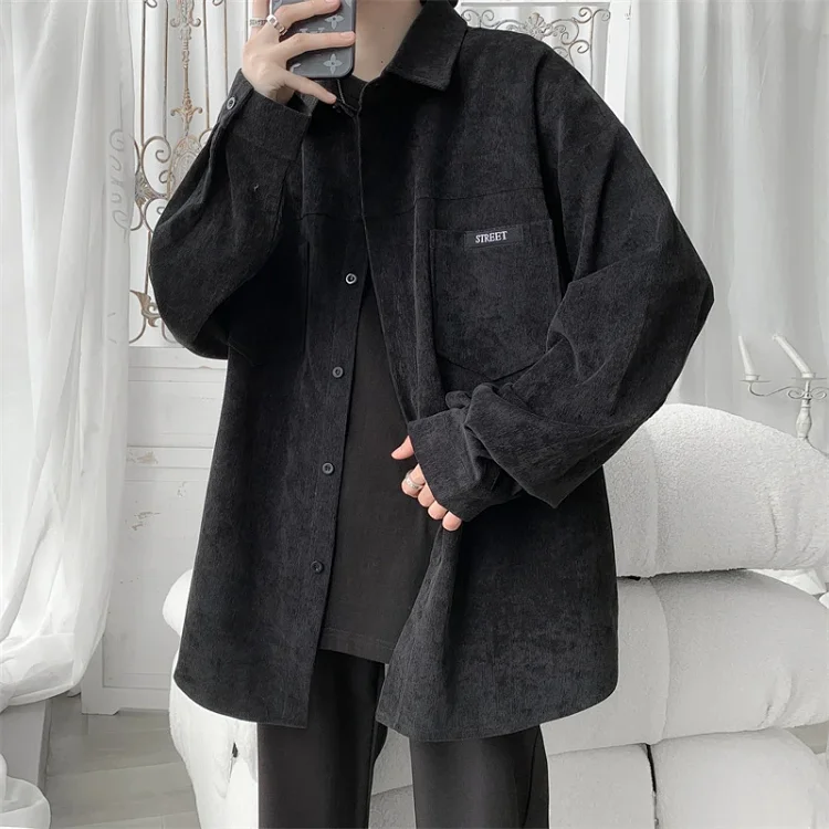 Men's Oversized Washed Corduroy Work Shirt