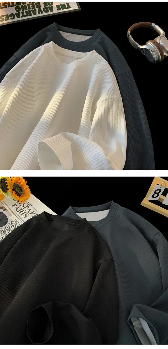Men's Solid Textured Button-Down Long-Sleeve T-Shirt Detail