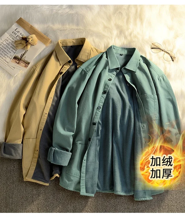 Men's Fleece-Lined Cotton Winter Work Shirt Detail