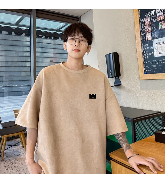 Men's Vintage Suede Heavyweight Oversized Tee Detail