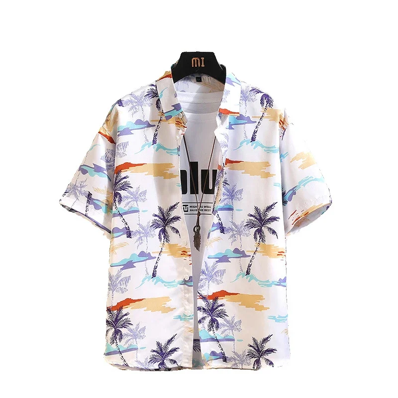American Men's Loose-Fit Short-Sleeve Floral Shirt
