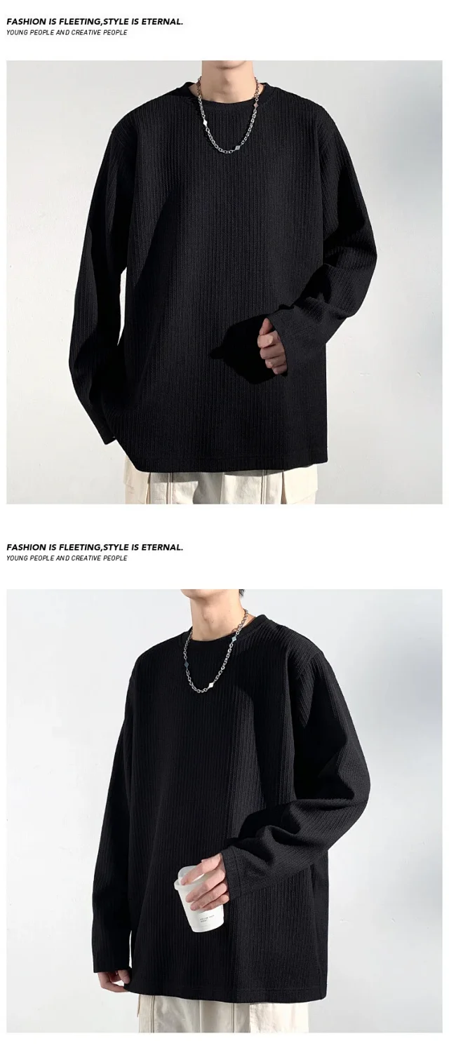 Men's Fleece-Lined Textured Long Sleeve Tee Detail