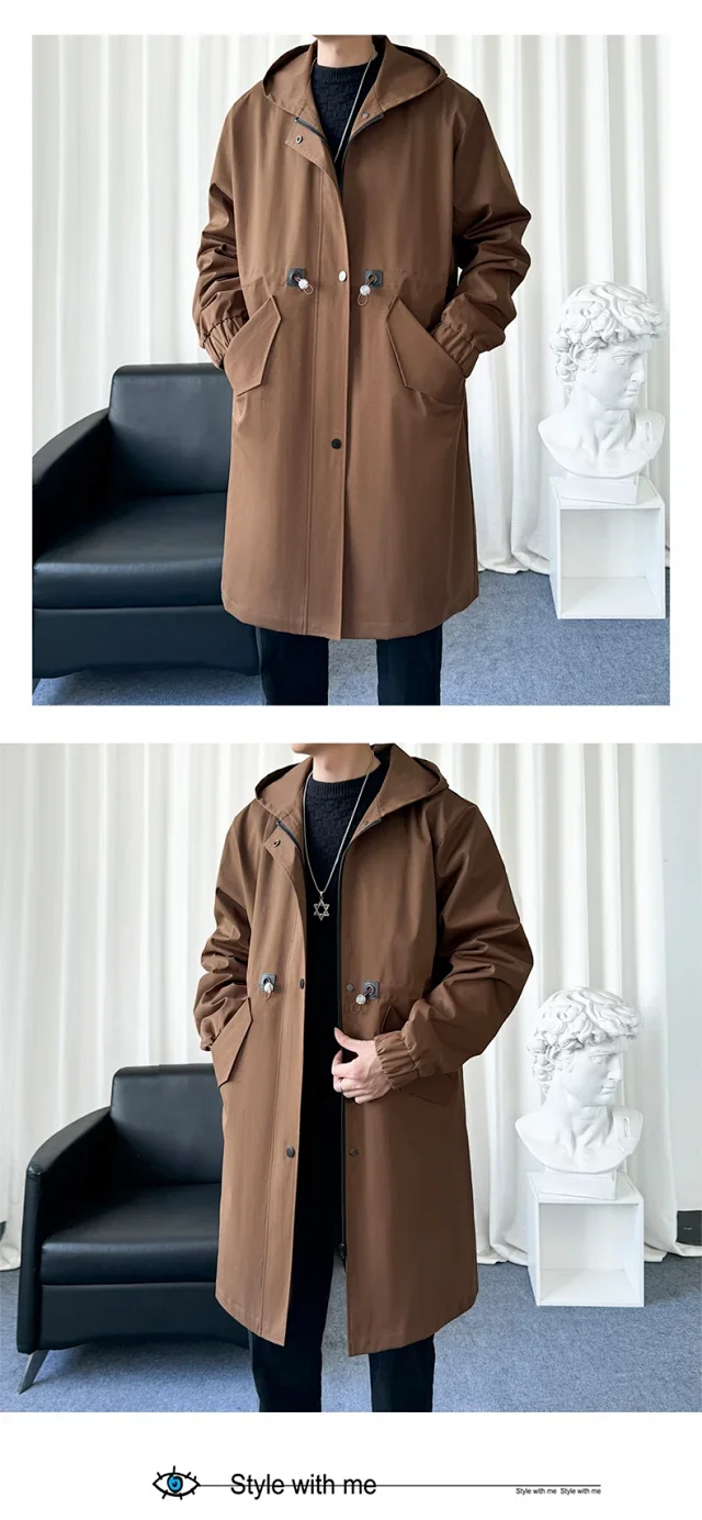 AW24 Men's Japanese Fleece-Lined Hooded Trench Detail