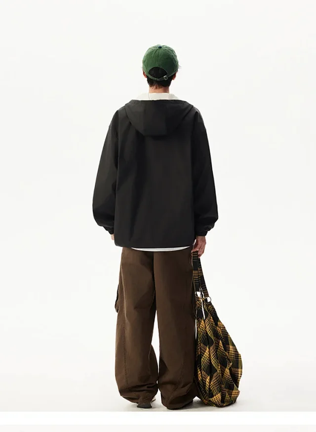 Reversible Waterproof Windbreaker Unisex Fall Detail