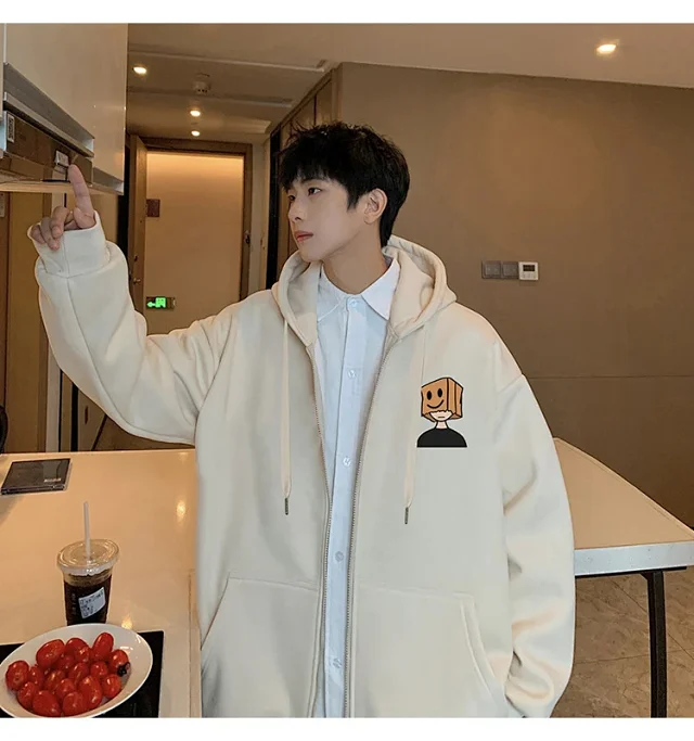 Men's HK Style Oversized Zip Hoodie Detail