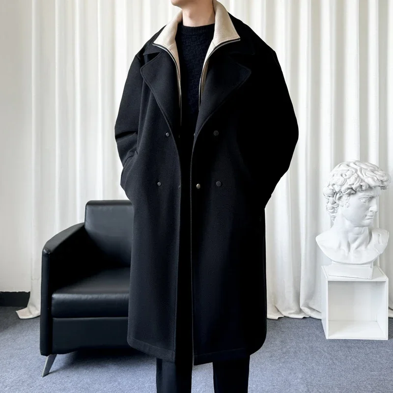 Men's American Retro Two-Tone Hooded Coat