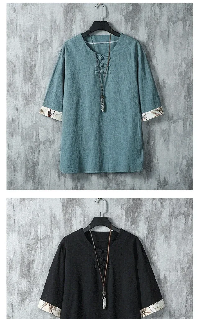 Men's Cotton Linen Vintage Tang T-Shirt Detail