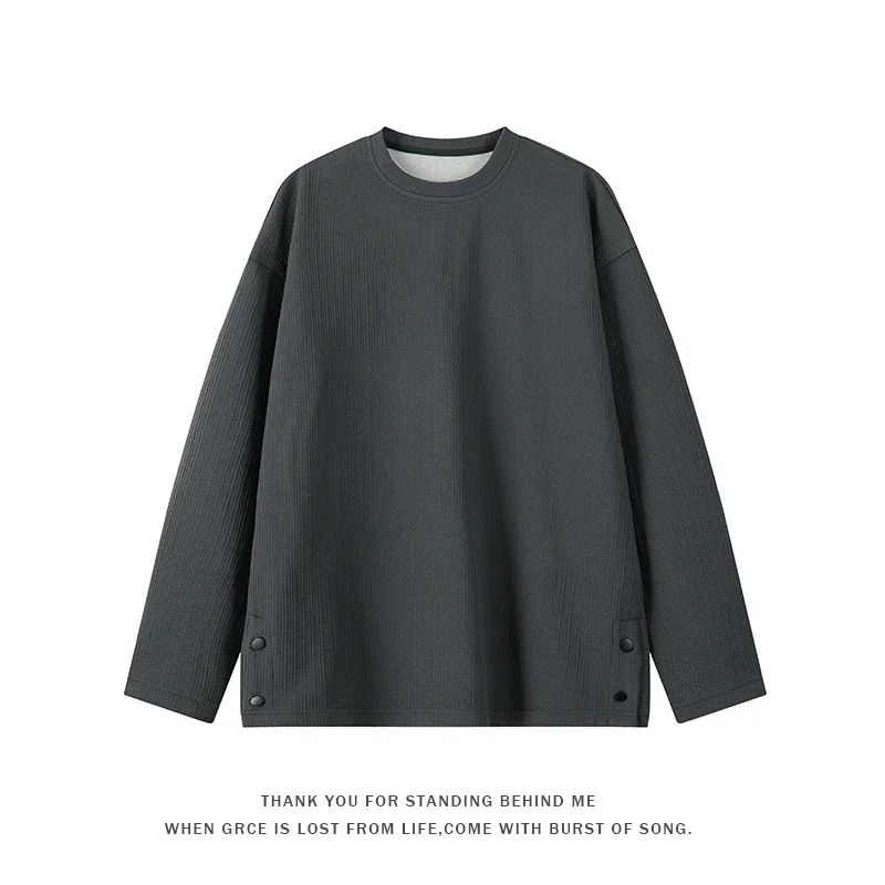 Men's Textured Buttoned Long Sleeve Tee