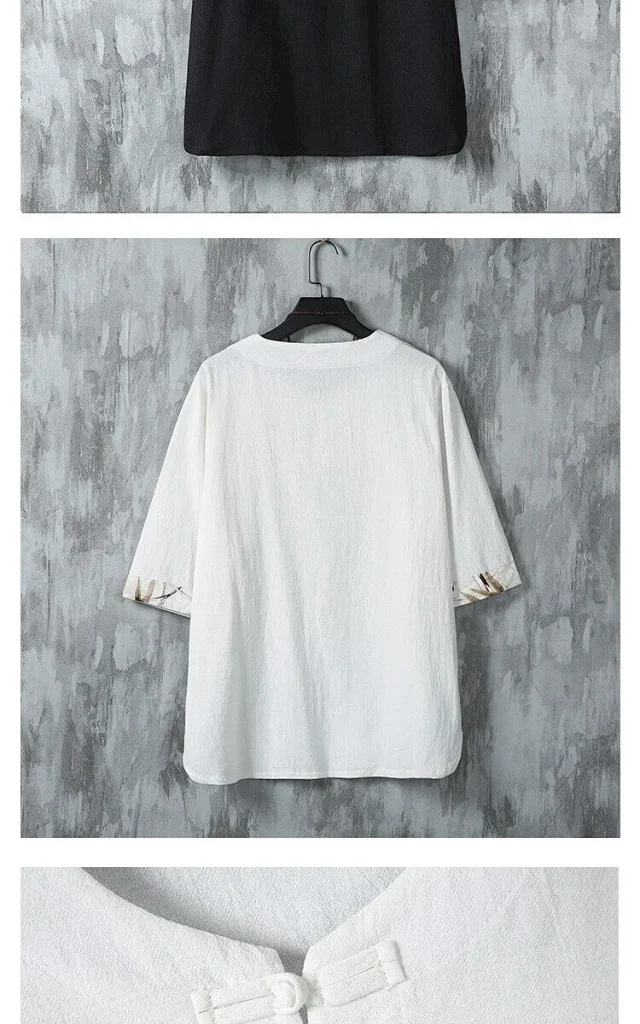 Men's Cotton Linen Vintage Tang T-Shirt Detail
