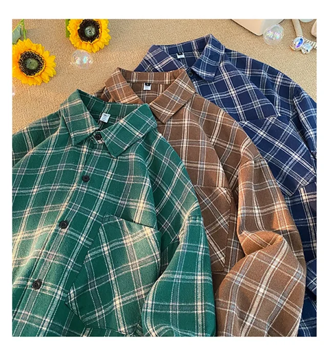 Men's Red Japanese Brushed Plaid Overshirt Detail
