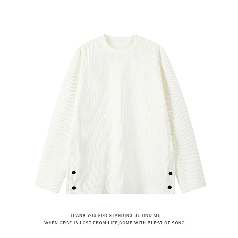 Men's Textured Buttoned Long Sleeve Tee