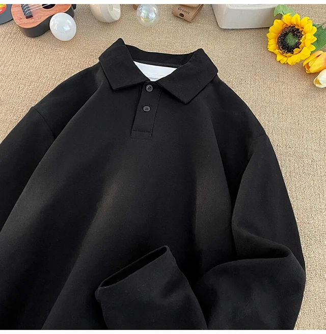 Men's Mock Two-Piece Long Sleeve Polo Detail