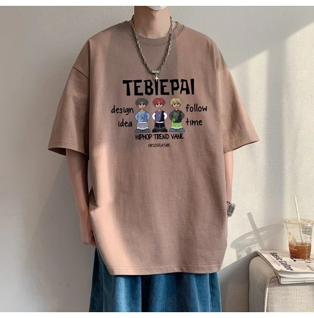 Men's Cotton Loose-Fit Sport T-Shirt Summer Detail