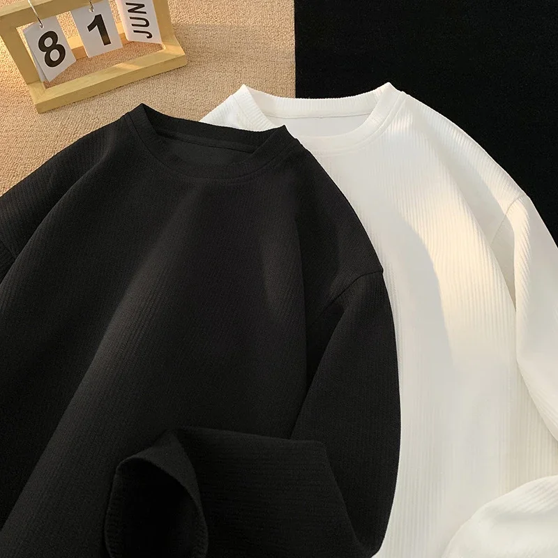 Men's Solid Textured Button-Down Long-Sleeve T-Shirt