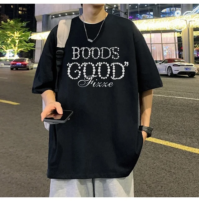 Men's Heavyweight Cotton Casual Daily Short Tee Detail