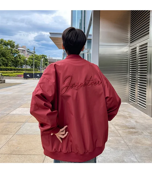 Men's Spring Hip-Hop Embroidered Bomber Jacket Detail
