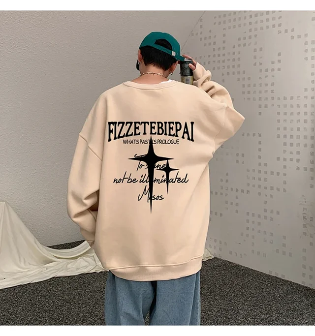 Unisex American Streetwear Crewneck Fleece Sweatshirt Detail