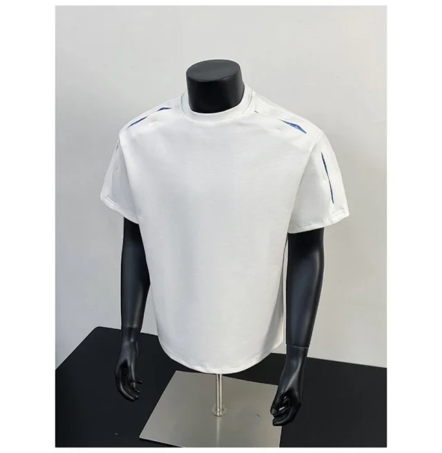 Liquid Ammonia Cotton Striped Deconstructed Short Sleeve T - Shirt Detail