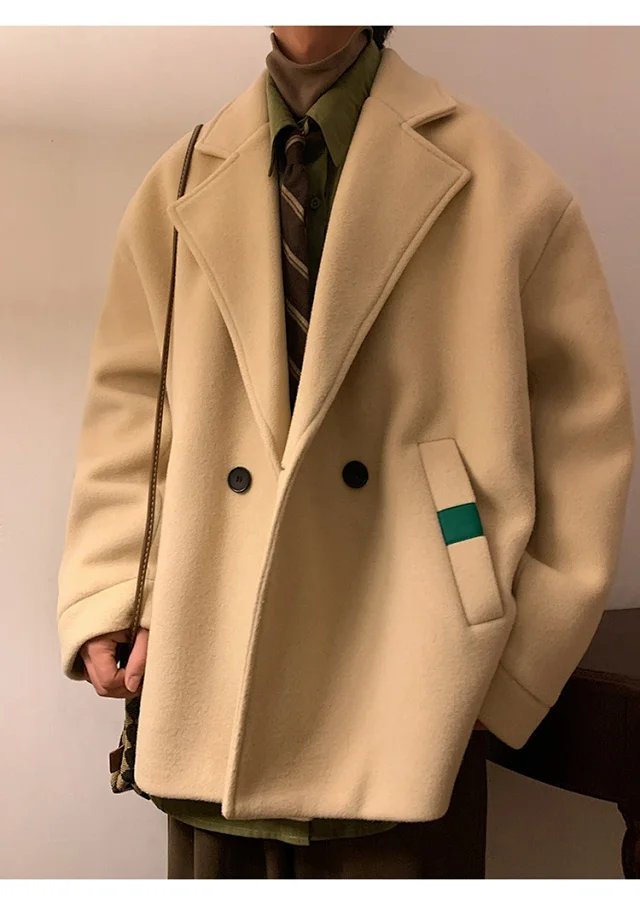 Men's Japanese Retro Oversized Winter Blazer Detail